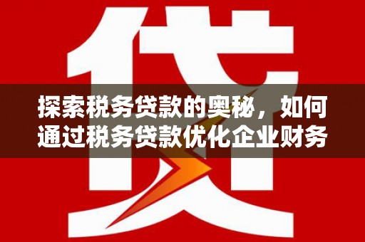 霸州探索税务贷款的奥秘，如何通过税务贷款优化企业财务