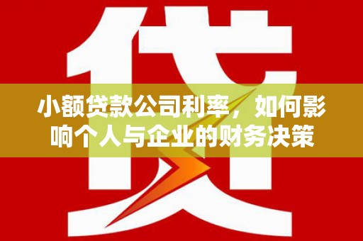 霸州小额贷款公司利率，如何影响个人与企业的财务决策