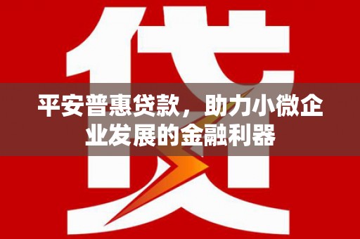 霸州平安普惠贷款，助力小微企业发展的金融利器