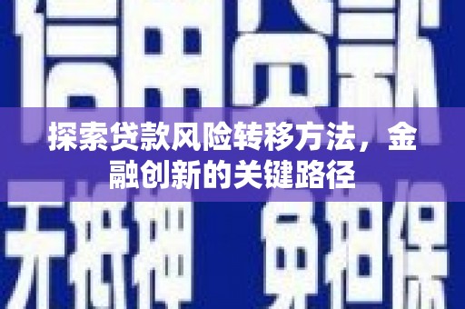霸州探索贷款风险转移方法，金融创新的关键路径